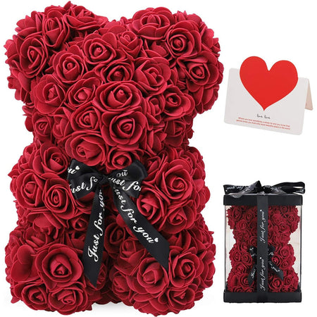 Gifts for Women - Rose Flower Bear Hand Made Rose Teddy Bear